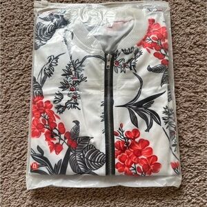 Women's casual floral print zip-up bomber jacket